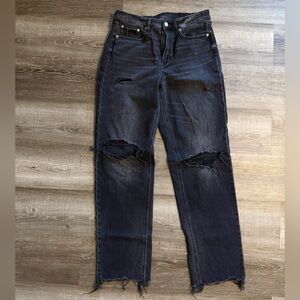 American Eagle super high rise baggy straight jeans